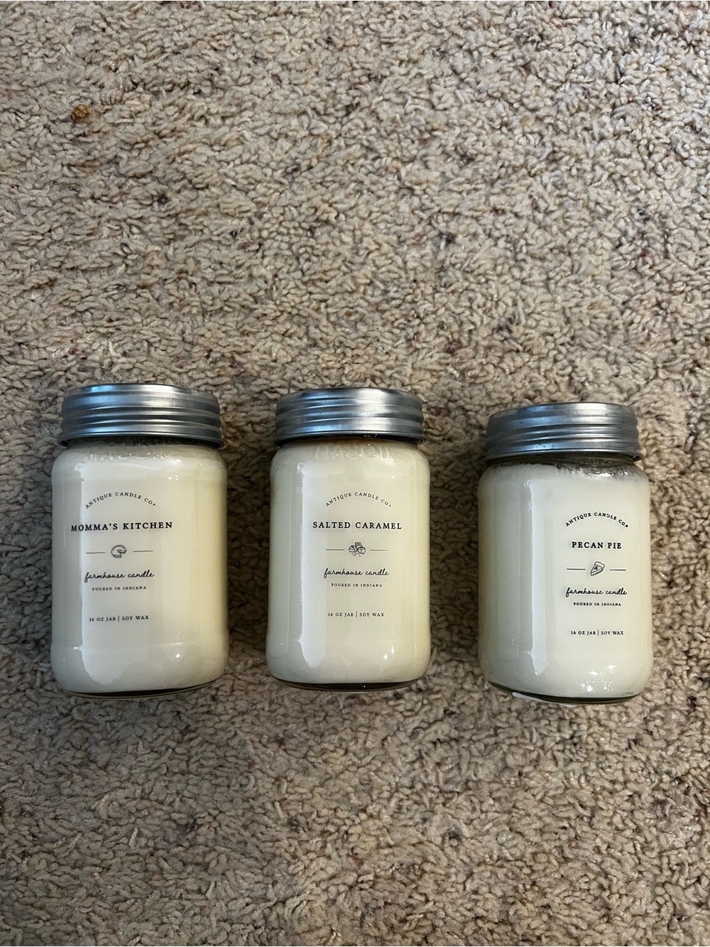 Antique Candle Co Soy Candle Bundle Salted Caramel, Momma's Kitchen, Pecan Pie